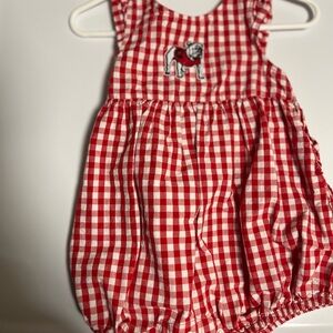 Georgia Bulldogs Red and White Gingham Baby Romper